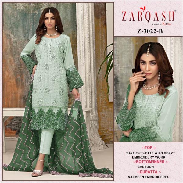 Zarqash Z 3022 Designer Georgette Embroidered Pakistani Suit Collection